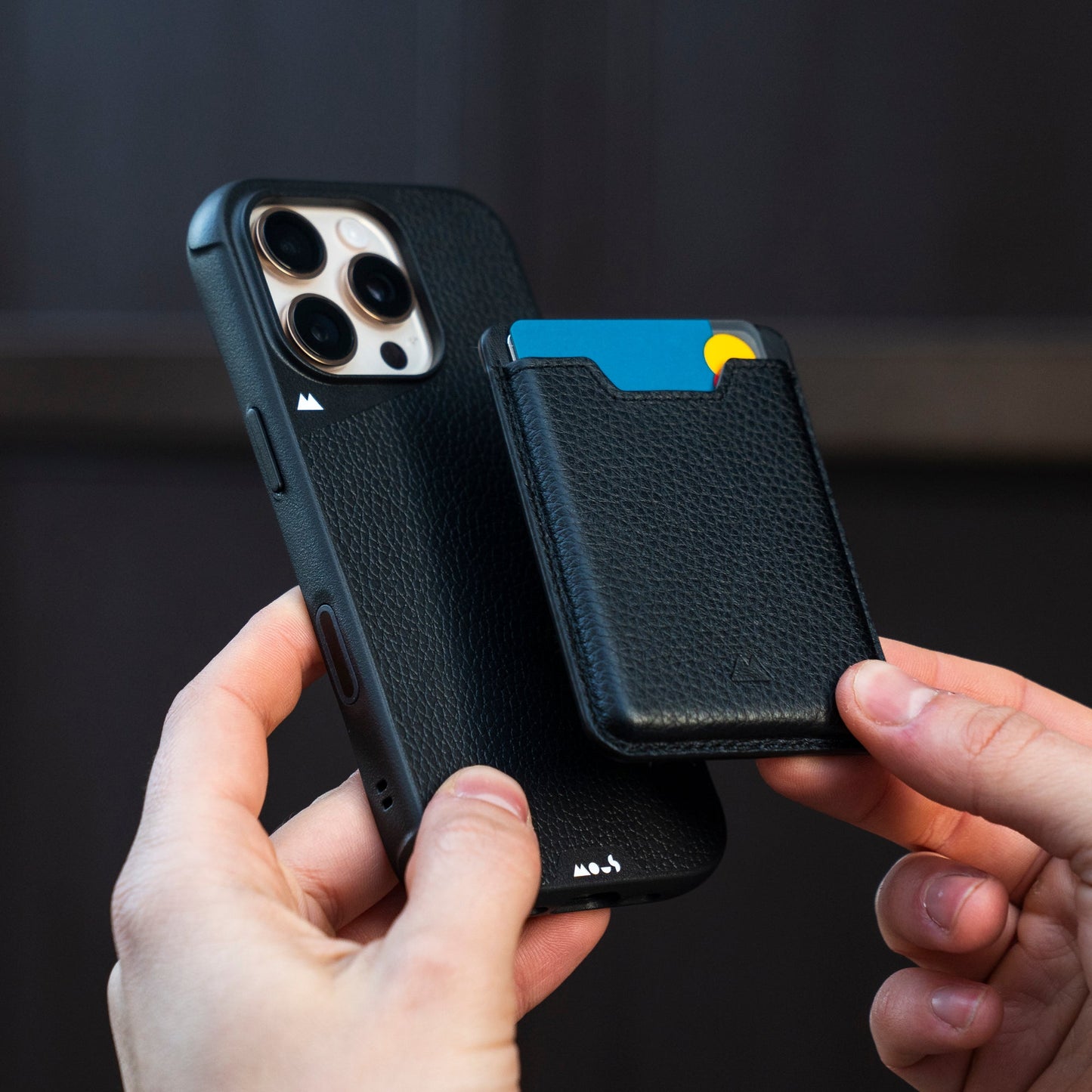 Black Leather Protective Phone Case with Camera Control Button - Limitless